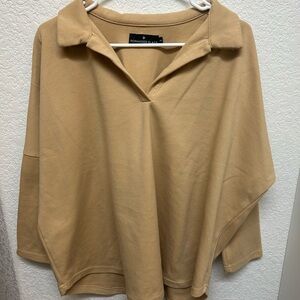 Pomander Place Camel Collared Top
